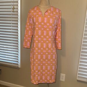 JMcLaughlin  Pink & Orange Geometric Midi Dress
